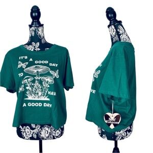 NWT Self Esteem green it's a good day to have a good day mushroom top size XL